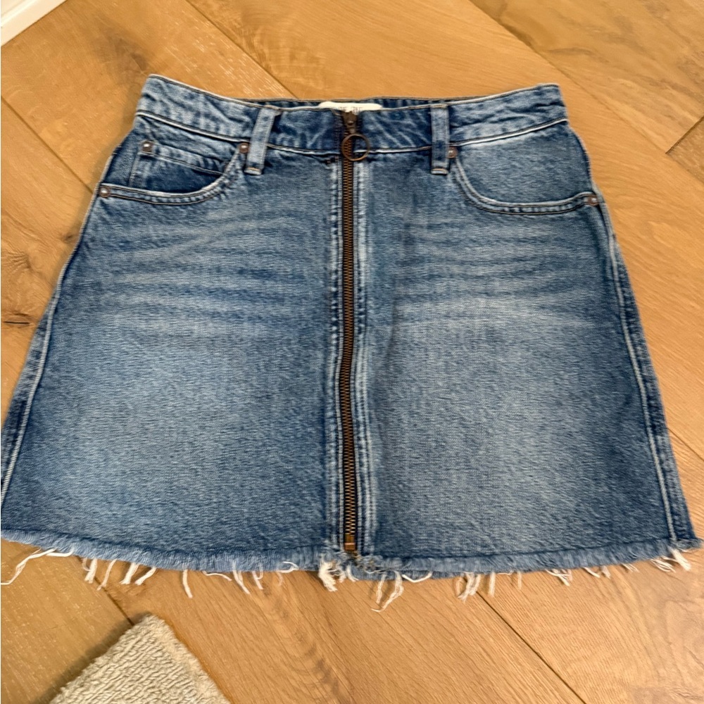 We The Free Blue Denim Mini Skirt